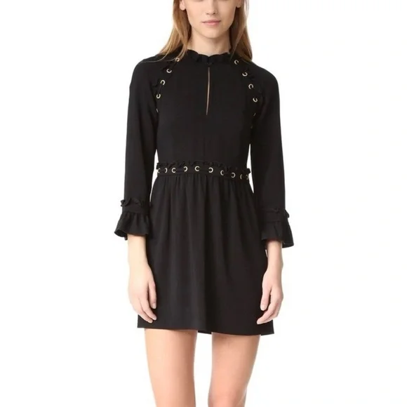 Rachel Zoe Ursula Laced Cady Dress, Black, Women's, 4 Rachel Zoe Ursula Laced Cady Dress, Black, Women's, 4